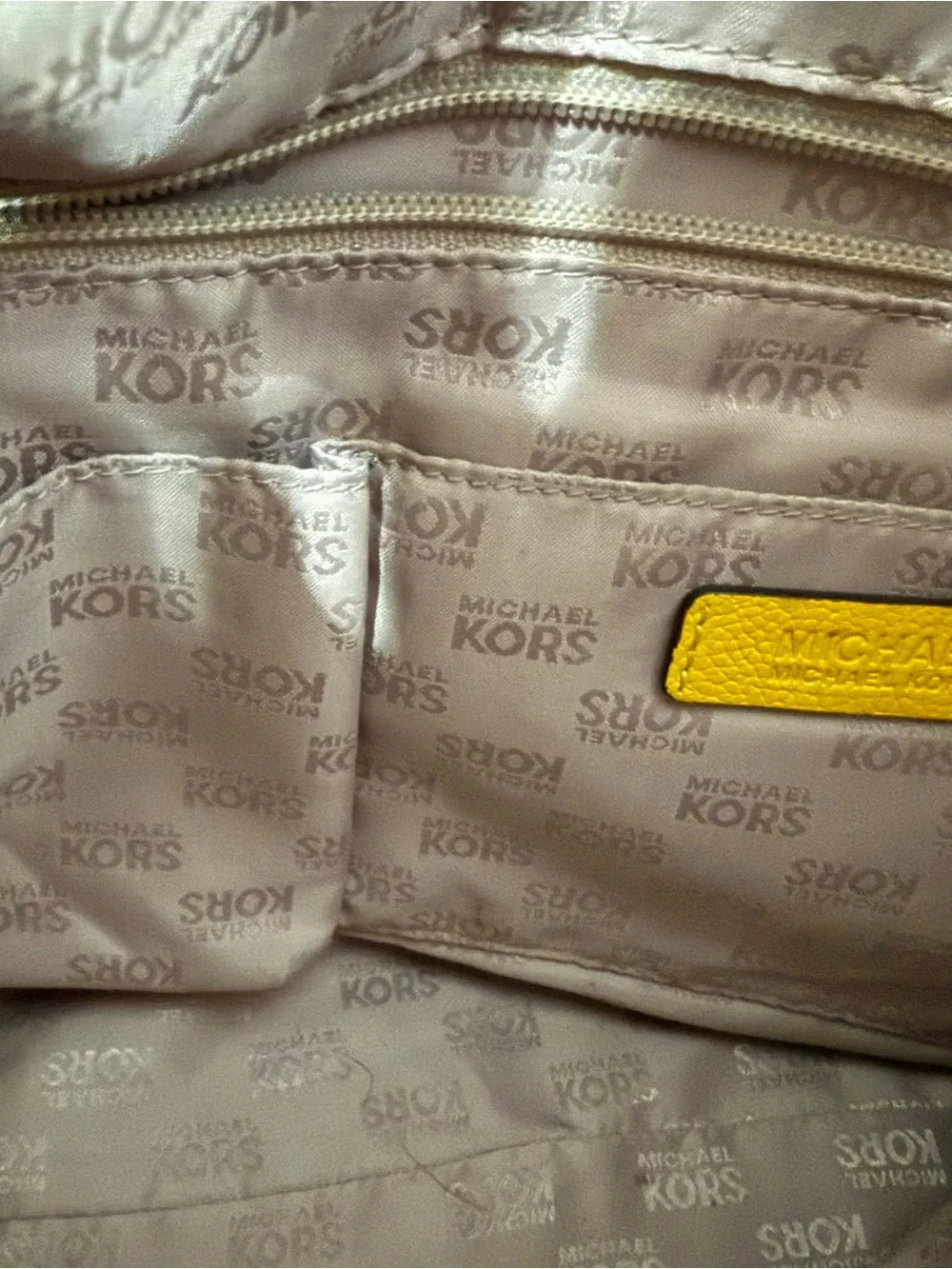 MICHAEL KORS Brown and Yellow Leather Shoulder Hobo